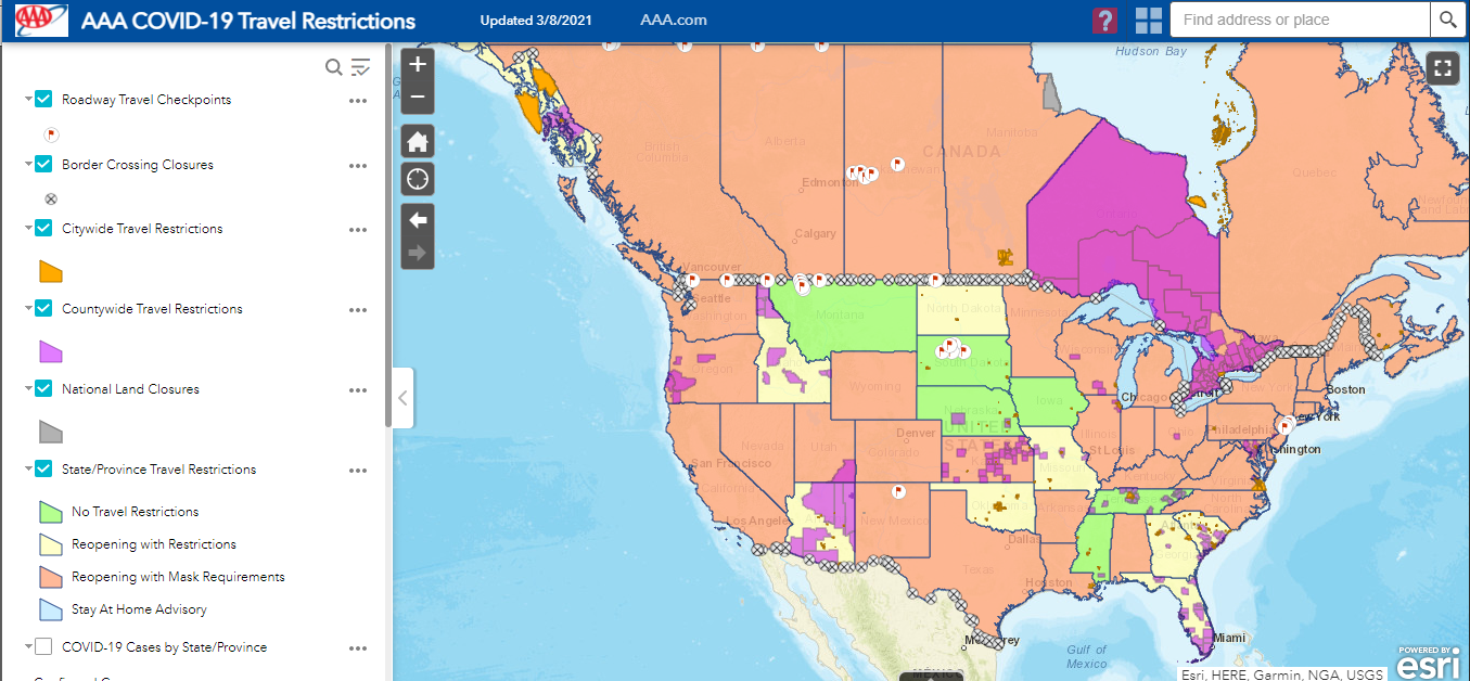 AAA Covid Map North America