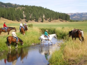 horseback riders at a destination ranch in Washington state.