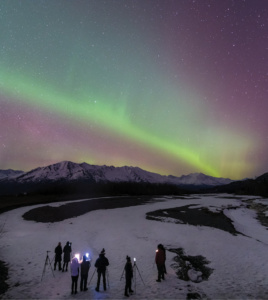 Viewers observing the aurora.