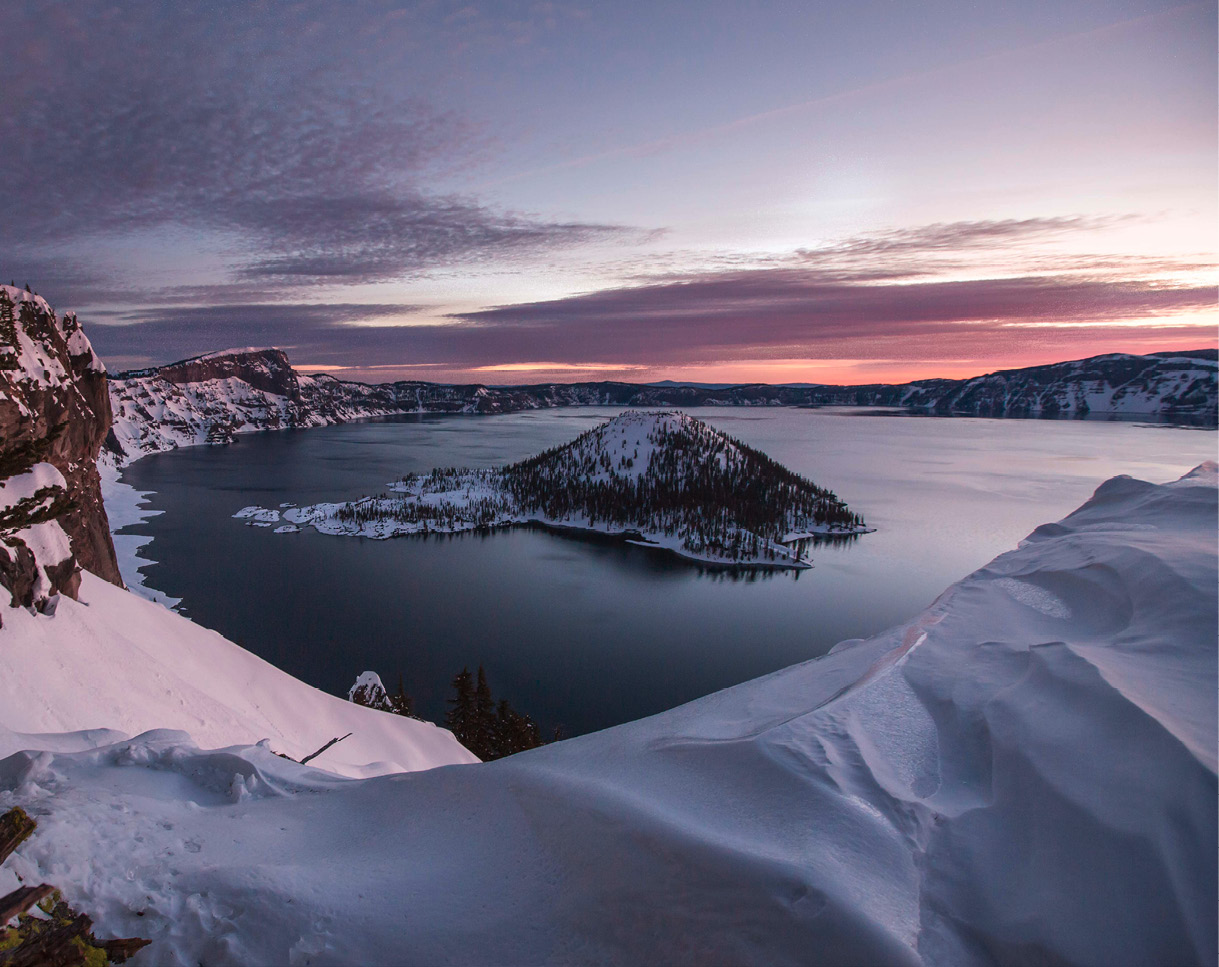 Visit Crater Lake National Park in winter.