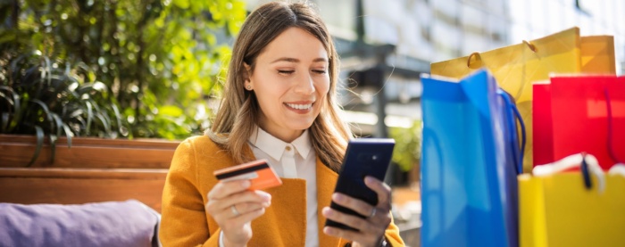 Online shopping on a shopping brake